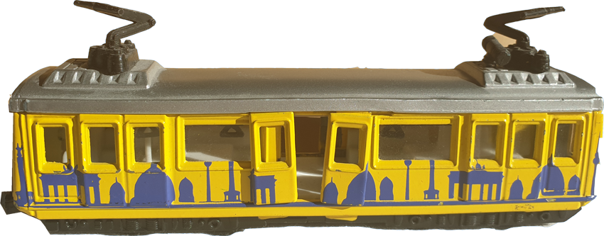 Foto: Gelbe Modell-Straßenbahn